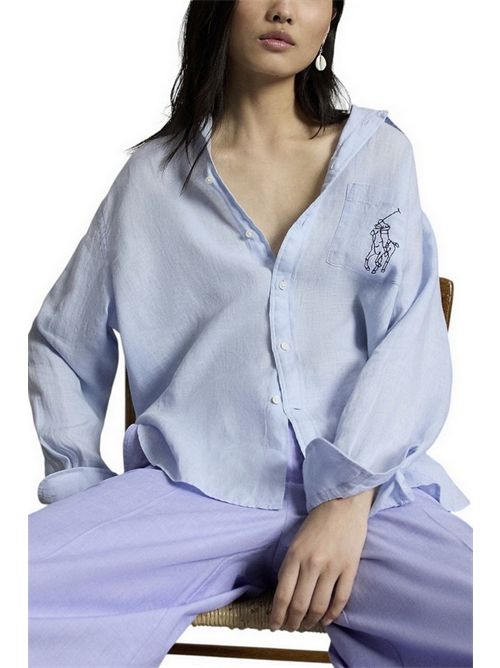 camicia donna con big pony azzurro Ralph Lauren | 211A12786002